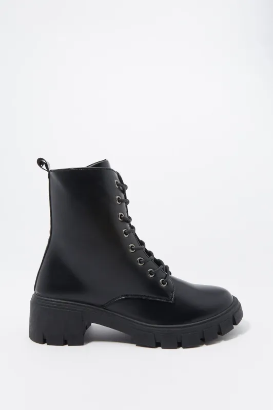 Chunky Sole Zip-Up High Heel High-Top Boot sold by Charlotte Russe