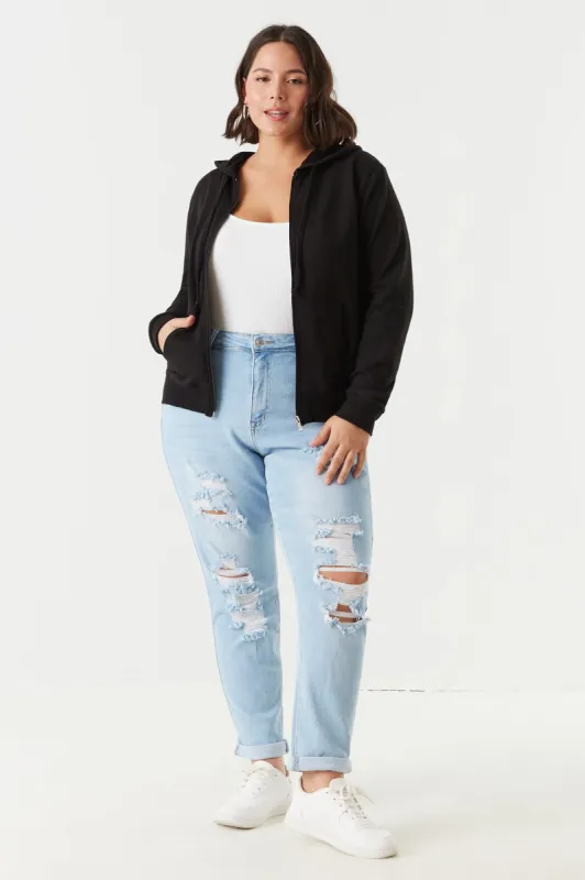 Plus Size Distressed Rolled Cuff Boyfriend Jean sold by Charlotte Russe