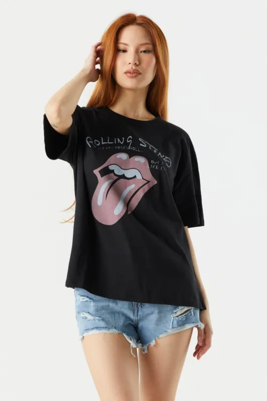Rolling Stones Graphic Boyfriend T-Shirt sold by Charlotte Russe