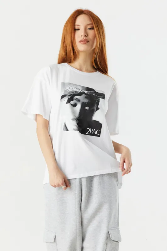 2Pac Graphic Boyfriend T-Shirt made by Charlotte Russe