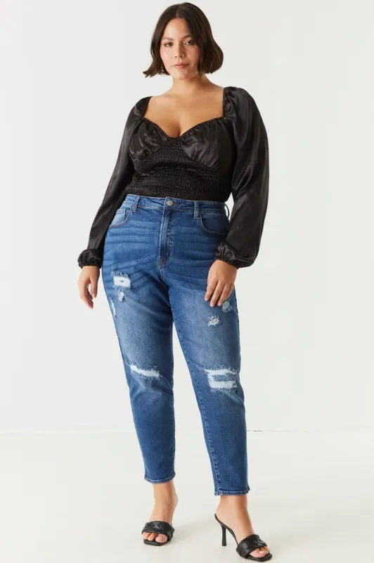 Plus Size High Rise Distressed Mom Jean sold by Charlotte Russe