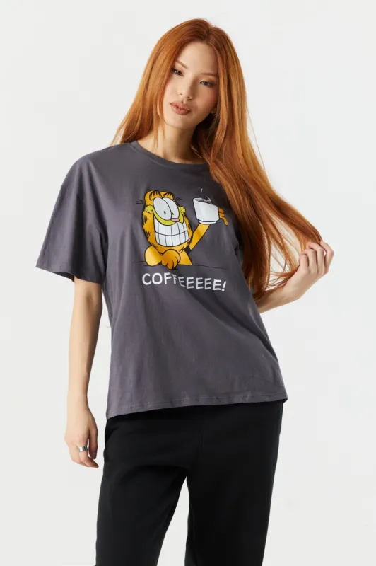 Garfield Coffee Graphic Boyfriend T-Shirt sold by Charlotte Russe