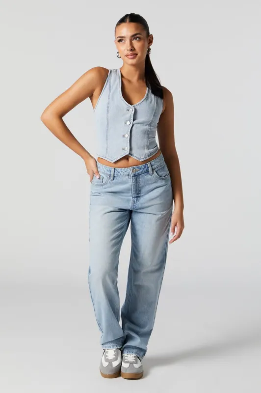 Medium Wash High Rise Straight Leg Jean sold by Charlotte Russe