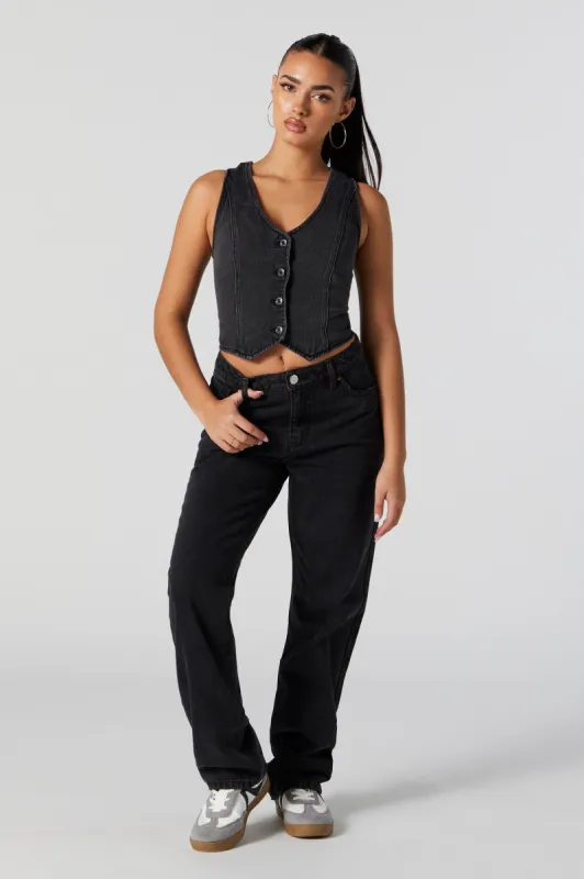Black Wash High Rise Straight Leg Jean sold by Charlotte Russe