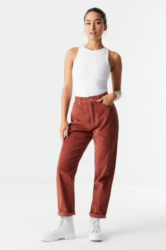 Rolled Hem Corduroy Mom Pant sold by Charlotte Russe