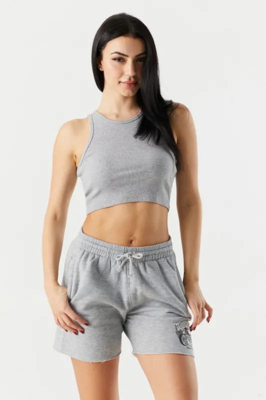 Fleece Motorcycle Graphic Short sold by Charlotte Russe