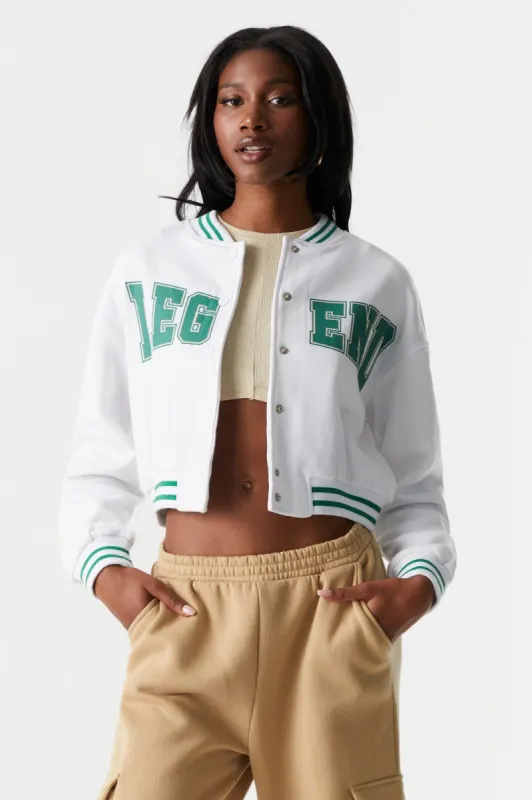 Legend Graphic Varsity Jacket sold by Charlotte Russe