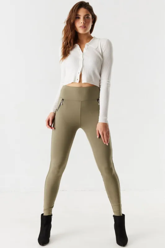 Leggings de Textura Súper Suave Cintura Alta con Bolsillo de Cierre sold by Charlotte Russe