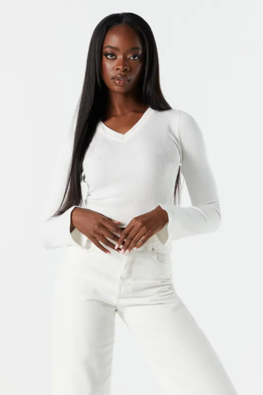 Bell Sleeve V-Neck Sweater sold by Charlotte Russe