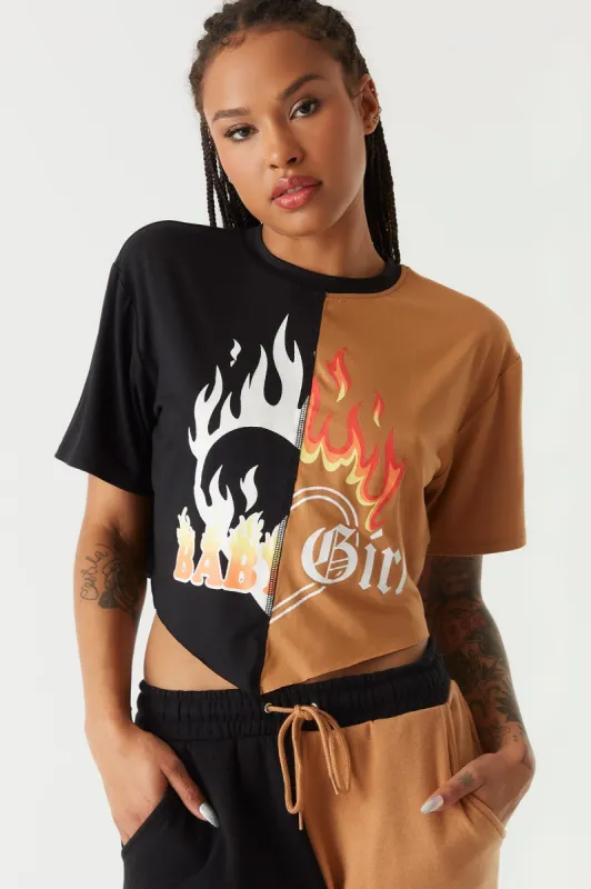 Soft Spliced Graphic Baby Girl Pointed Hem T-Shirt sold by Charlotte Russe