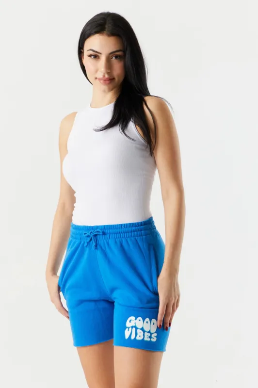 Fleece Good Vibes Graphic Short sold by Charlotte Russe