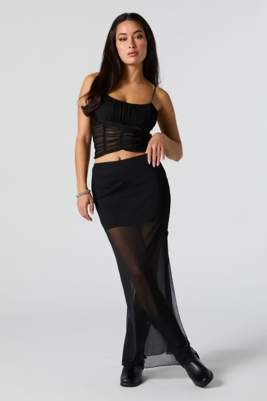Black Mesh Slit Maxi Skirt sold by Charlotte Russe