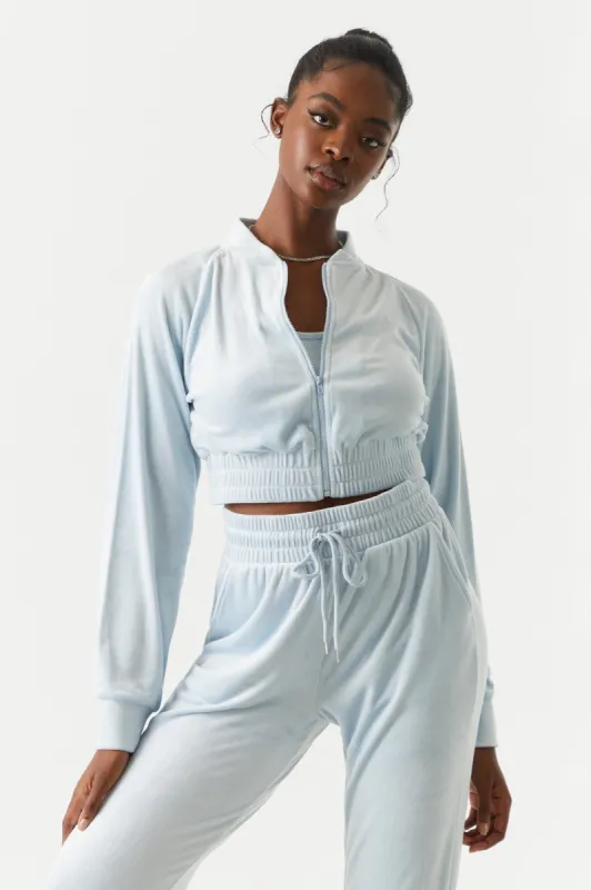 Velour Cropped Bomber Jacket sold by Charlotte Russe