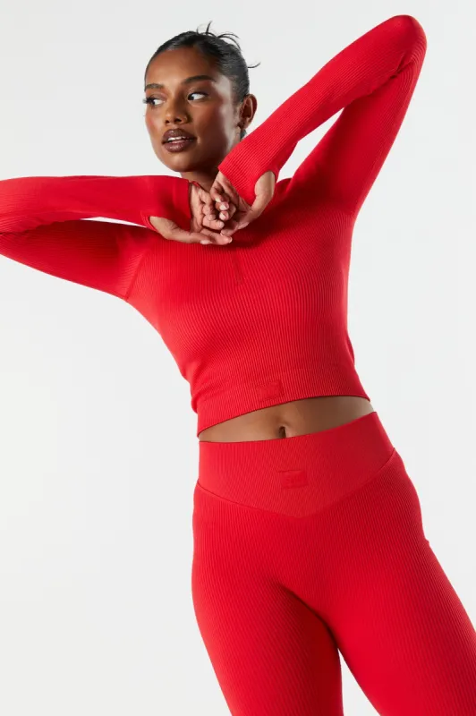 Sommer Ray Seamless Ribbed Quarter Zip Active Top sold by Charlotte Russe