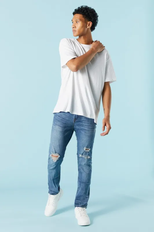 Medium Wash Distressed Denim Skinny Jean sold by Charlotte Russe