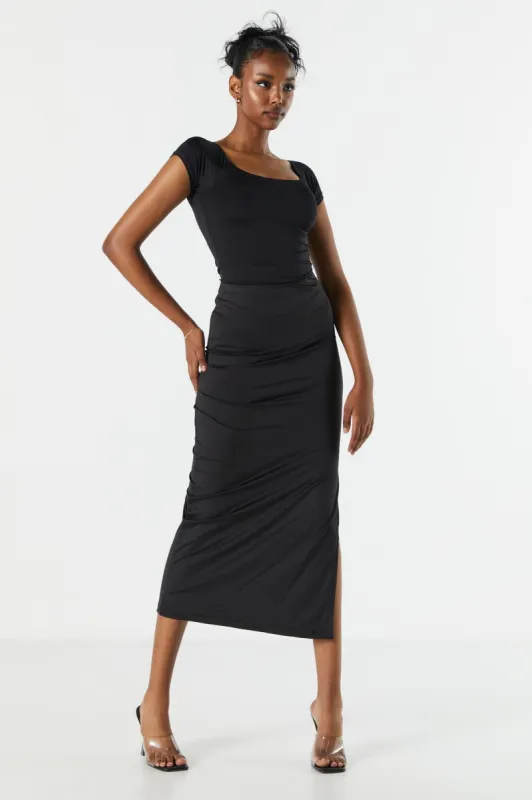 Contour Slit Midi Skirt sold by Charlotte Russe