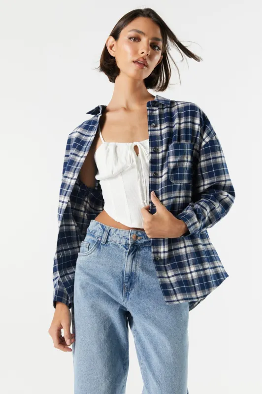 Classic Plaid Button-Up Top sold by Charlotte Russe
