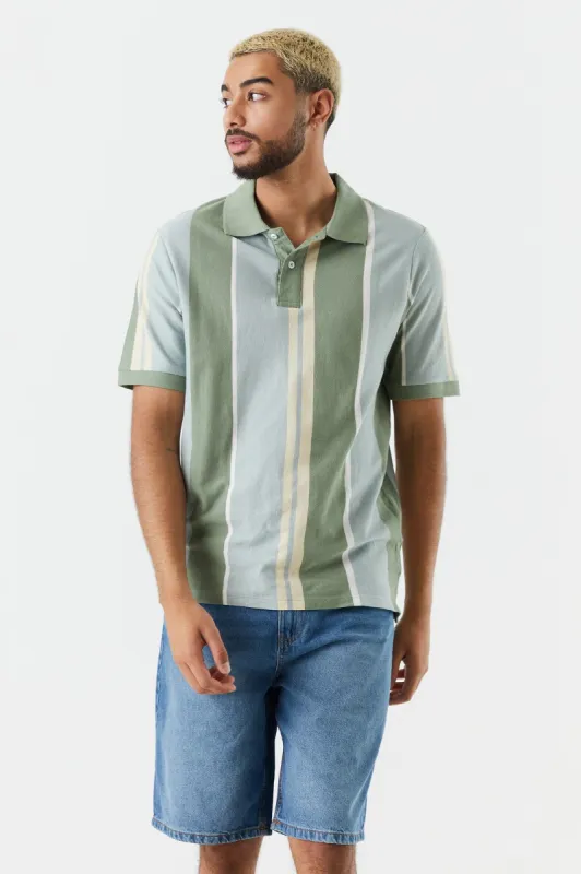 Green Striped Polo Shirt sold by Charlotte Russe