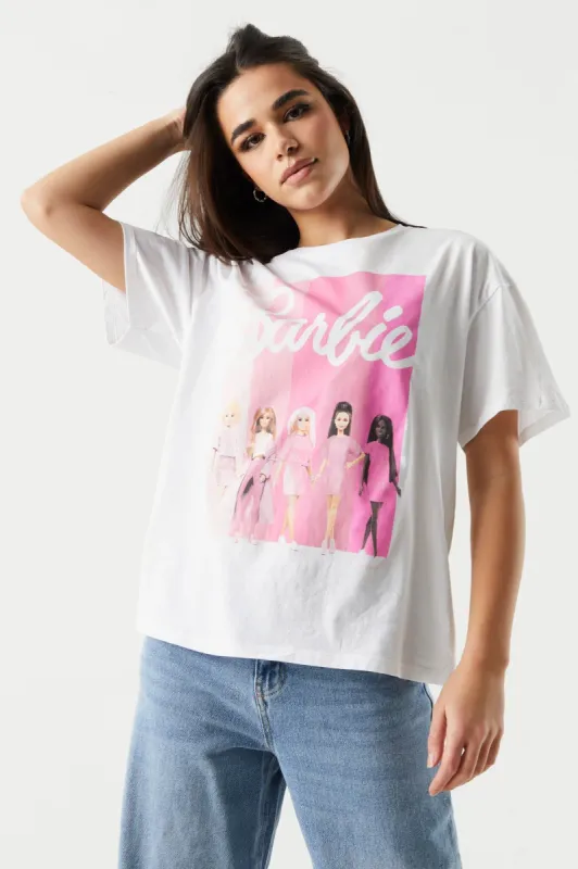 White Barbie and Friends Graphic Boyfriend T-Shirt sold by Charlotte Russe