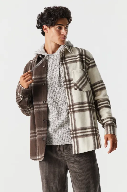 Spliced Plaid Flannel Shacket sold by Charlotte Russe