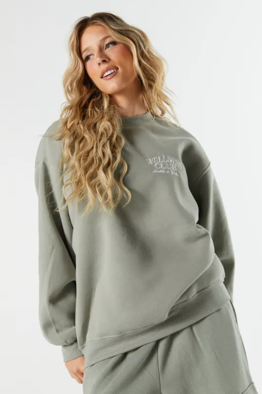 Wellness Club Embroidered Crewneck Sweatshirt sold by Charlotte Russe