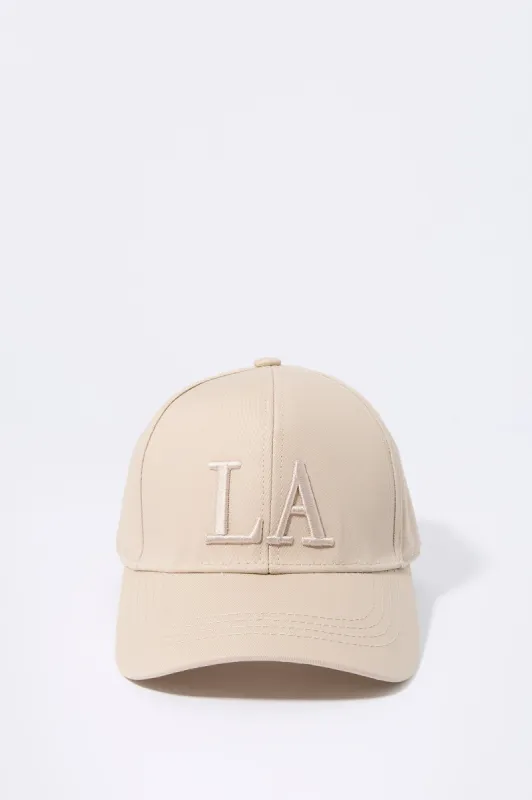 Beige LA Embroidered Baseball Hat sold by Charlotte Russe