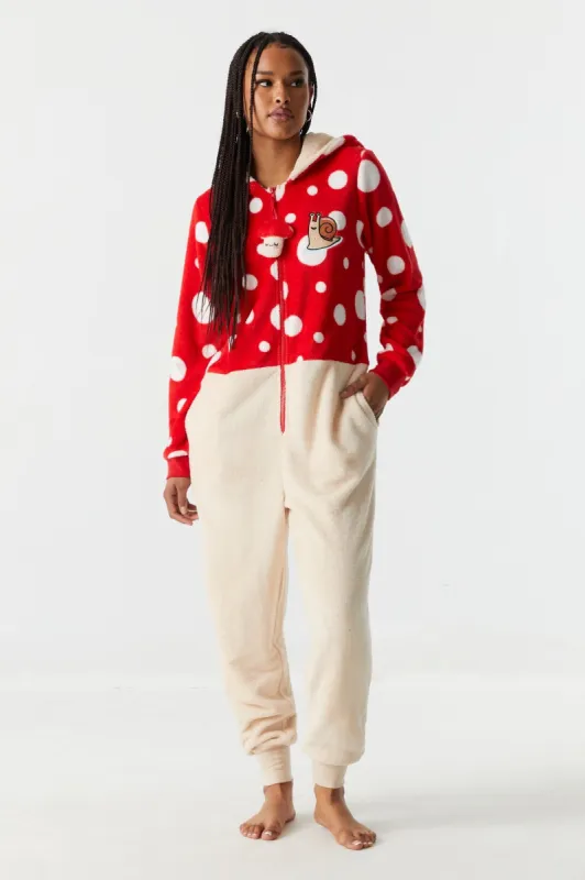Mushroom Hood Plush Onesie sold by Charlotte Russe