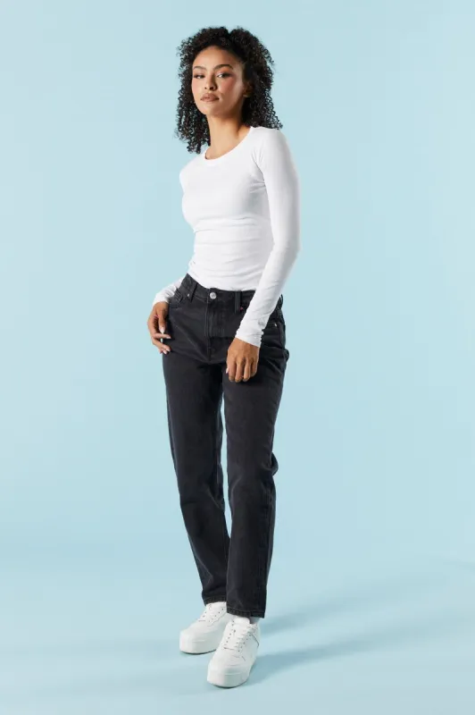 Black Wash Denim Mom Jean sold by Charlotte Russe