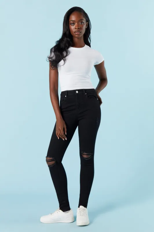 Miami Black Wash Distressed Skinny Jean sold by Charlotte Russe