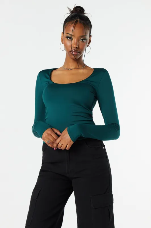 Contour Scoop Neck Long Sleeve Top sold by Charlotte Russe