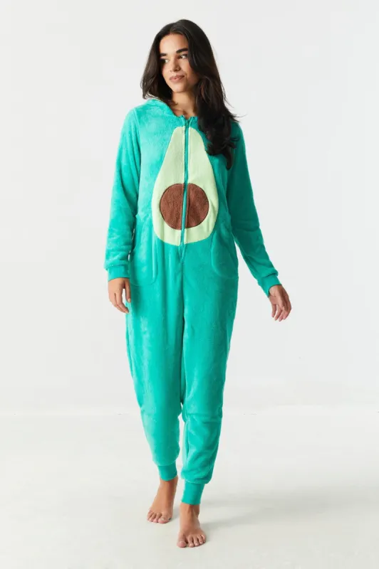 3D Avocado Hood Plush Onesie sold by Charlotte Russe