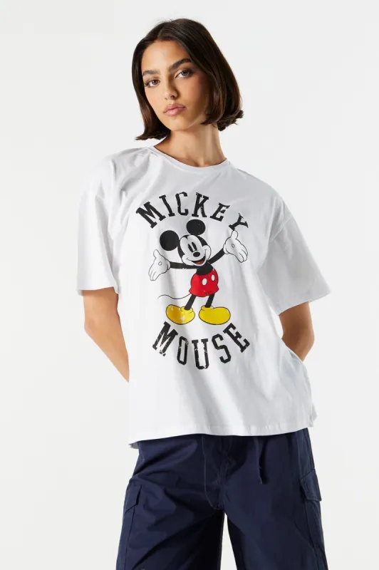 White Mickey Mouse Graphic Boyfriend T-Shirt sold by Charlotte Russe