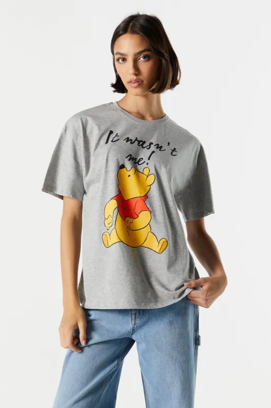 Grey Winnie the Pooh Graphic Boyfriend T-Shirt sold by Charlotte Russe