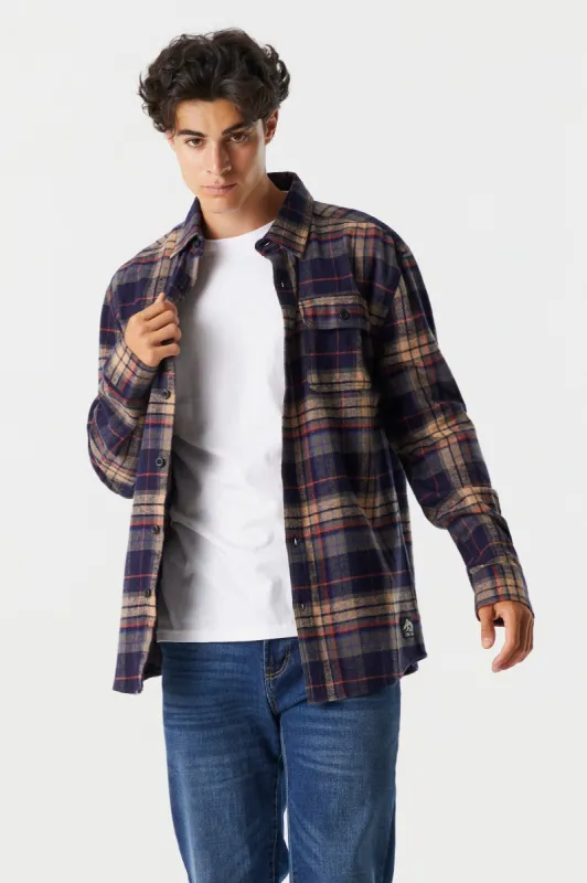 Plaid Double Pocket Flannel Shirt sold by Charlotte Russe