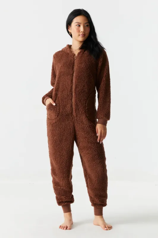 Sherpa Teddy Bear Onesie sold by Charlotte Russe