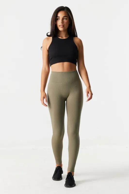 High-Rise Ribbed Fleeceback Legging sold by Charlotte Russe