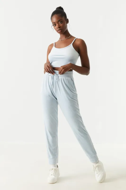 Velour Elastic Cuff Jogger sold by Charlotte Russe