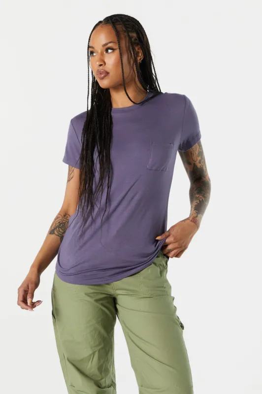 Colored Relaxed Crewneck T-Shirt sold by Charlotte Russe
