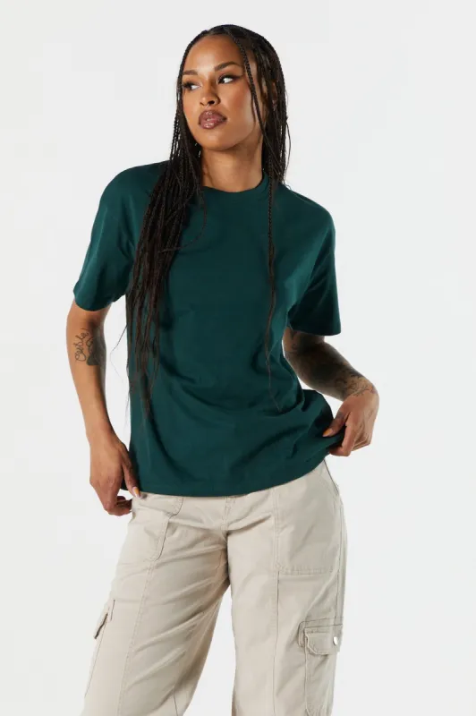 Solid Crewneck Boyfriend T-Shirt sold by Charlotte Russe