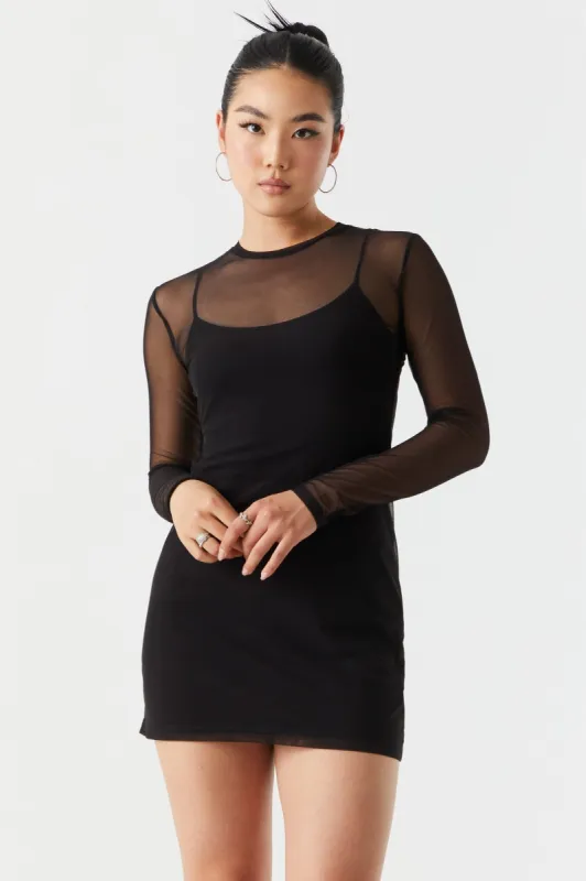 Mesh Long Sleeve Bodycon Dress sold by Charlotte Russe