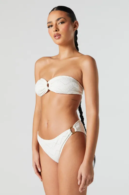 White Eyelet Bikini Bottom sold by Charlotte Russe
