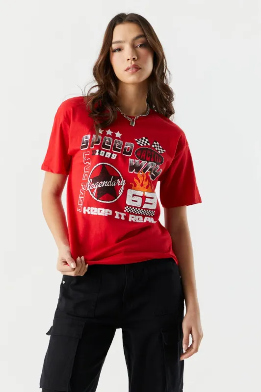 Speed Way Racing Graphic Boyfriend T-Shirt sold by Charlotte Russe