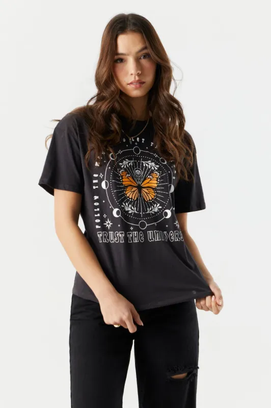 Trust The Universe Graphic Boyfriend T-Shirt made by Charlotte Russe
