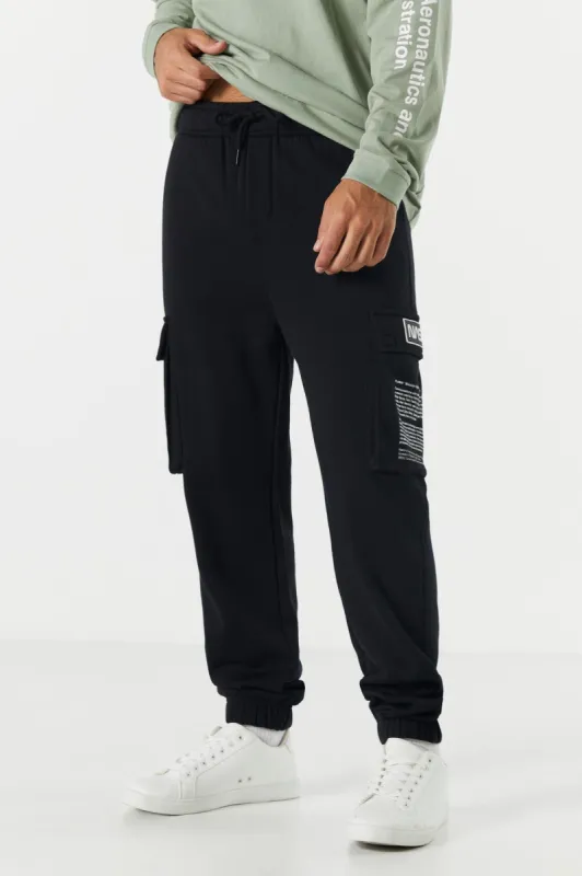 Graphic Fleece Cargo Jogger sold by Charlotte Russe
