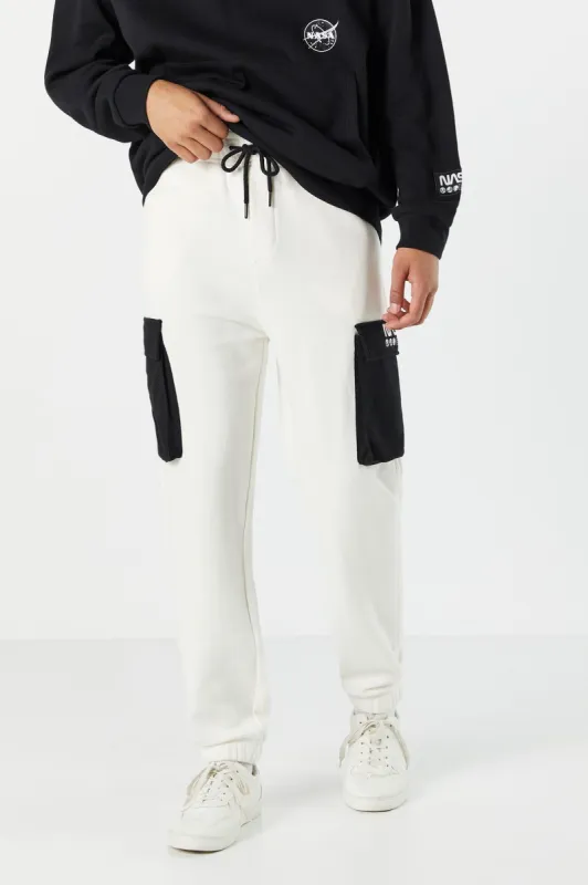 NASA Colour Block Fleece Cargo Jogger sold by Charlotte Russe