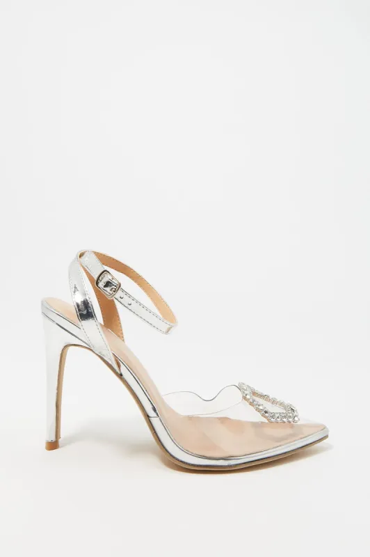 Rhinestone Clear Pointed Toe Ankle Strap Stiletto sold by Charlotte Russe