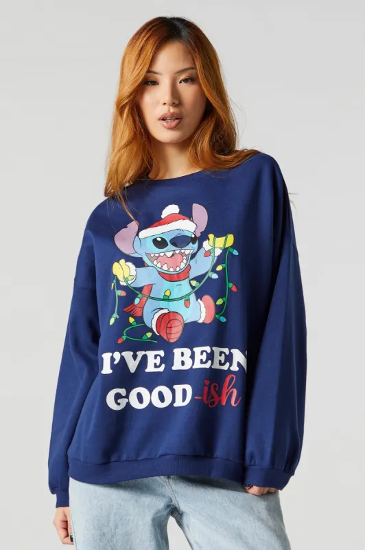 Xmas Stitch Graphic Fleece Sweatshirt sold by Charlotte Russe
