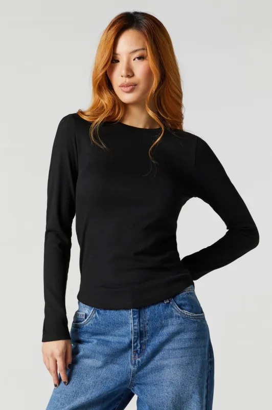 Basic Ribbed Long Sleeve Top sold by Charlotte Russe