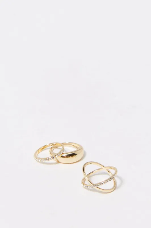 14k Gold Plated X Shape Ring Set (3 Pack) sold by Charlotte Russe