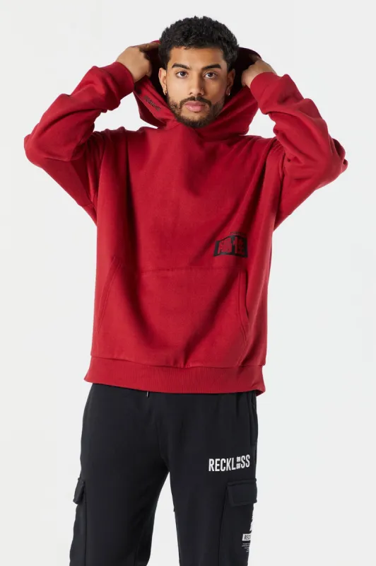 Red Graphic Oversized Hoodie sold by Charlotte Russe